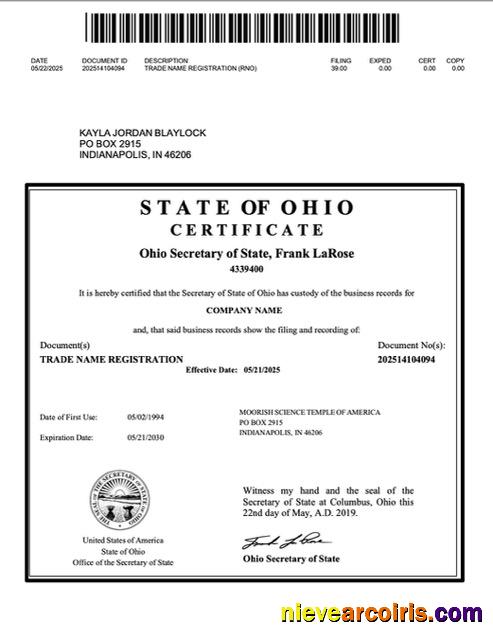 USA Ohio trade name registration